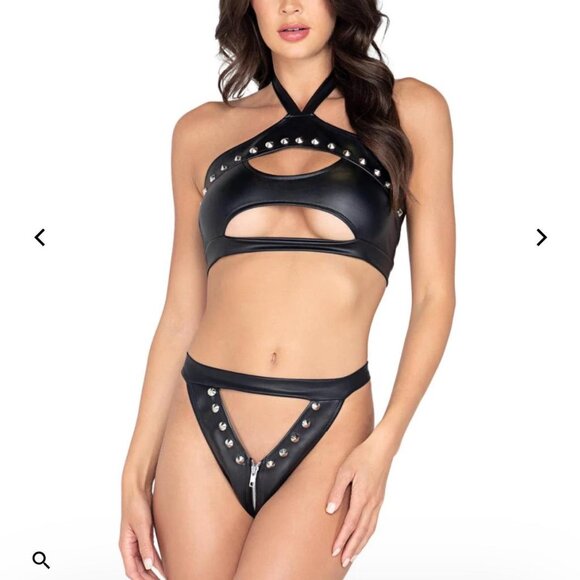 Rave Wonderland 2pc Calling The Shots Studded Faux Leather Set-Medium - Picture 6 of 7